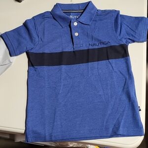 Nautica Kids Polo Shirt in Blue with Black Stripe